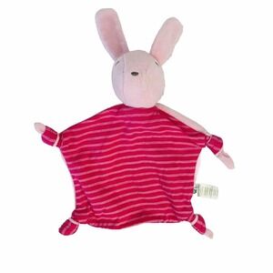 Green Sprouts Pink Striped Bunny Lovey Baby Toy Security Blankie Animal Knots